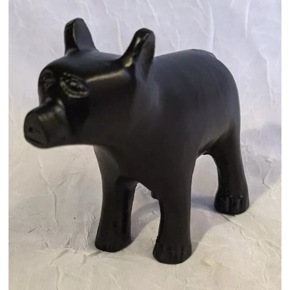 Cast Metal Bear Pig Figurine Cub Black Animal Carved Folk Art Forest Farm Fun 3" - Picture 7 of 15